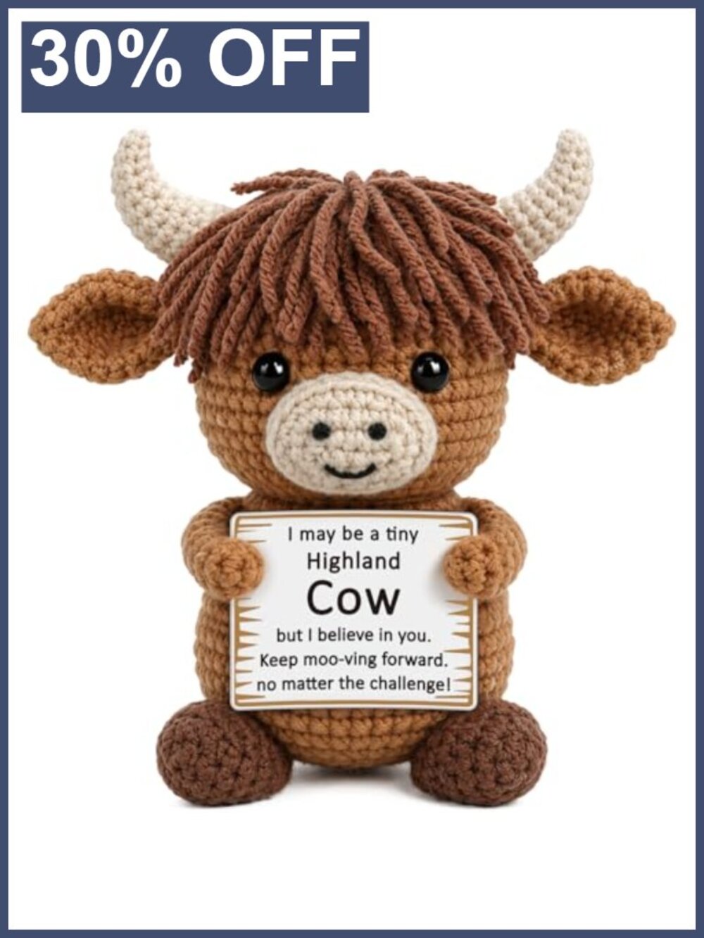 Crochet Highland Cow Positive Desk Decor Inspirational Gift
